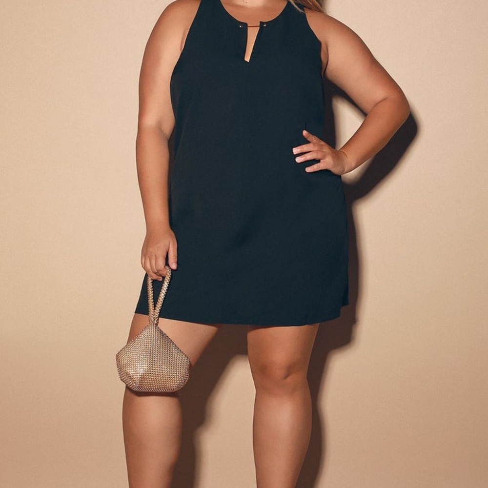 Lulus XL Black Shift Dress Flowy Sleeveless V-Neck Style: Near or Bar